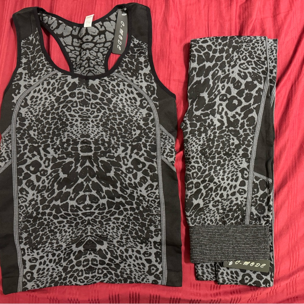 C Mode Leopard Print Activewear Set